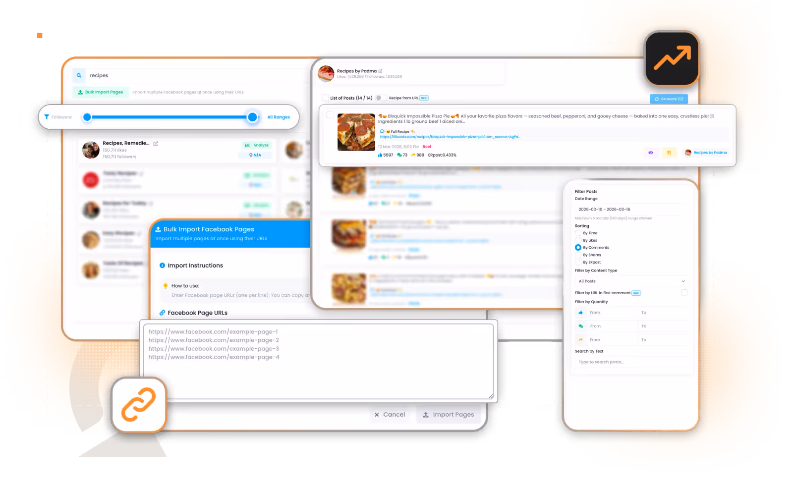 Contai Facebook Analyzer dashboard for creator research