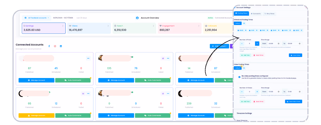 Contai publishing dashboard connected to generated content